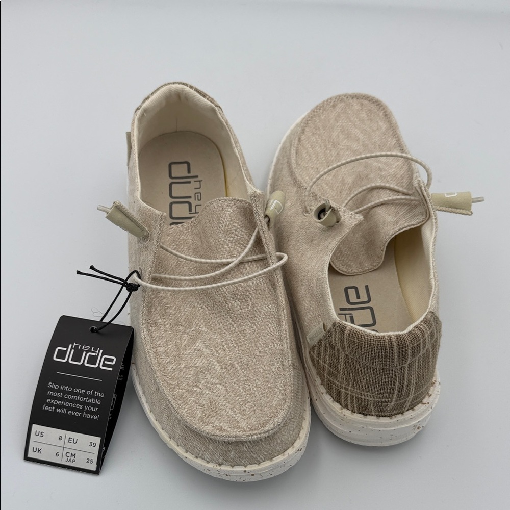 Hey Dude Womens Moccasins in Beige and Tan